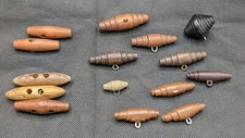 Vintage Wood Toggle Buttons Lot 15 Brown Barrel  Assorted Styles, Sizes & Colors