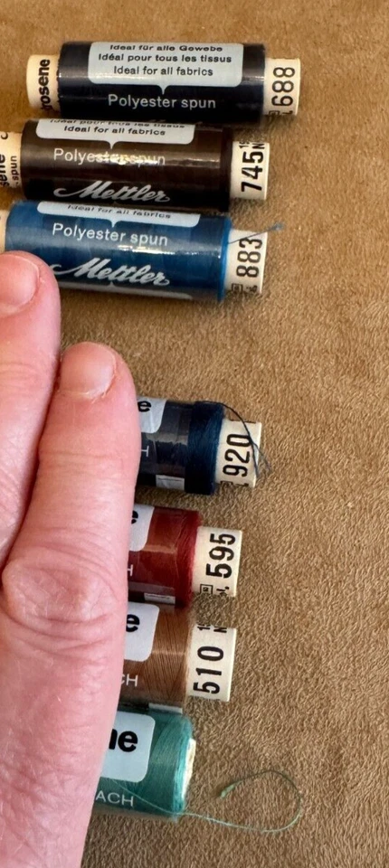 7 Spool Lot Mettler Metrosene Thread Sewing Germany sealed black multi colors - Image 4 of 4