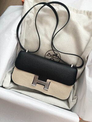 Hermès Constance Elan With Mirror Epsom Black PHW Full Set Authenticated