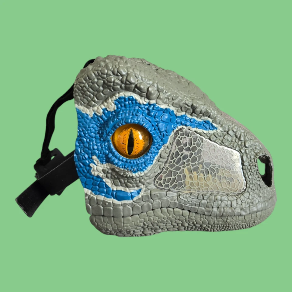 Máscara Chomp 'n Roar Jurassic World Velociraptor Máscara Azul - ¡PROBADA! - Mattel 2017 Foto 2 de 4