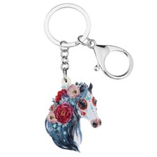 Halloween Acrylic Cartoon Flower Horse Keychains Purse Key Ring Animals Jewelry