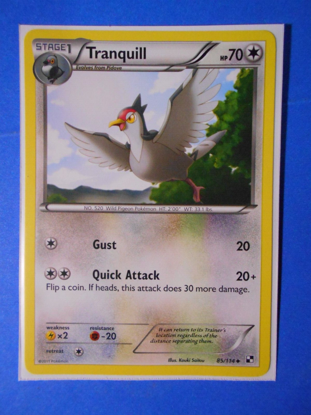 Tranquill 85/114 Pokemon Black & White base set uncommon NM