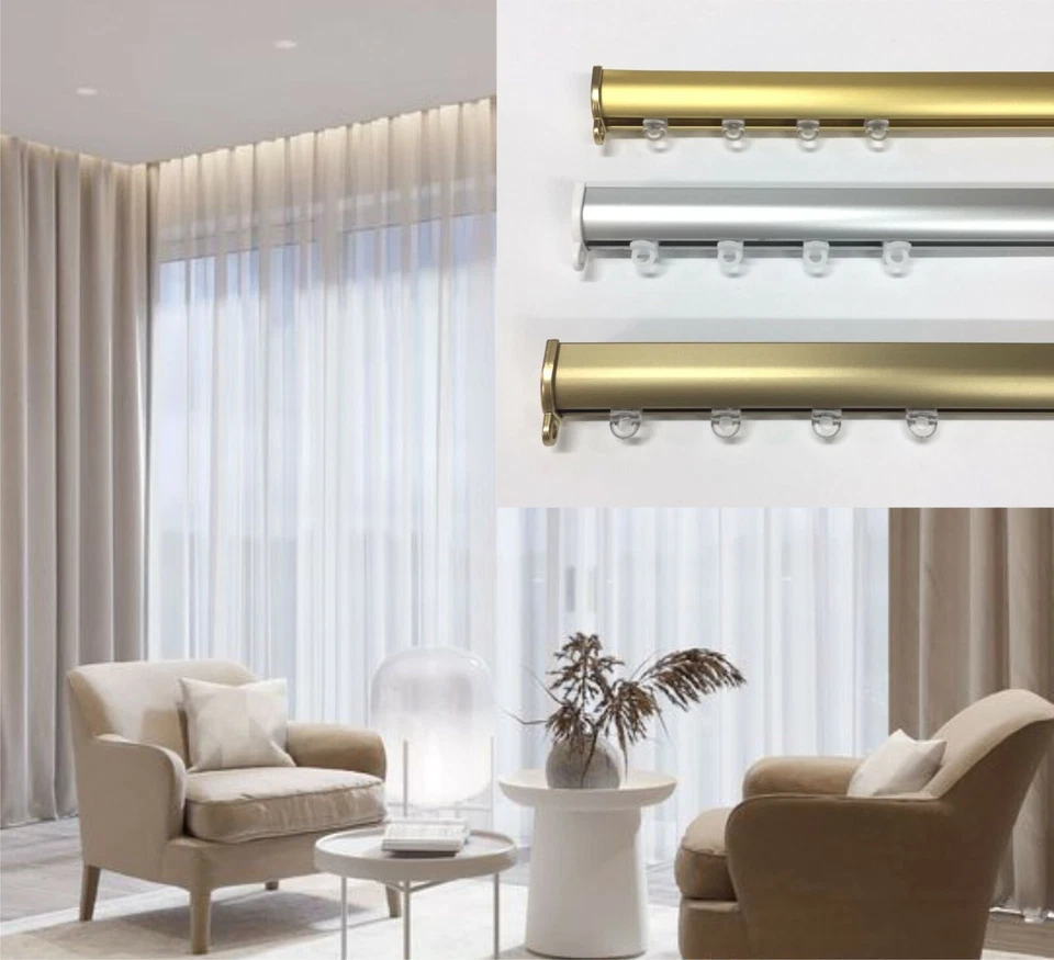 Bastoni e Binari per Tende in alluminio a Soffitto bastone tenda riloga zineffa - Immagine 2 di 4