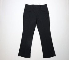 Vintage 60s 70s Streetwear Mens 36x32 Knit Wide Leg Bell Bottoms Pants Black USA