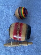2 Mexican Classic Wooden Spin Tops / Assorted Colors