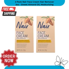 2 Pack Nair Face Cream Hair Remover 2oz – Sweet Almond Oil, Moisturizing