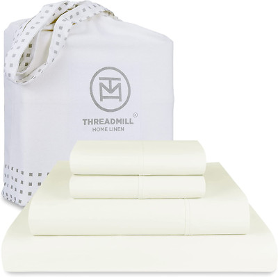 Luxurious 600 Thread Count 100% Cotton Full Bed Sheets Set - Ivory