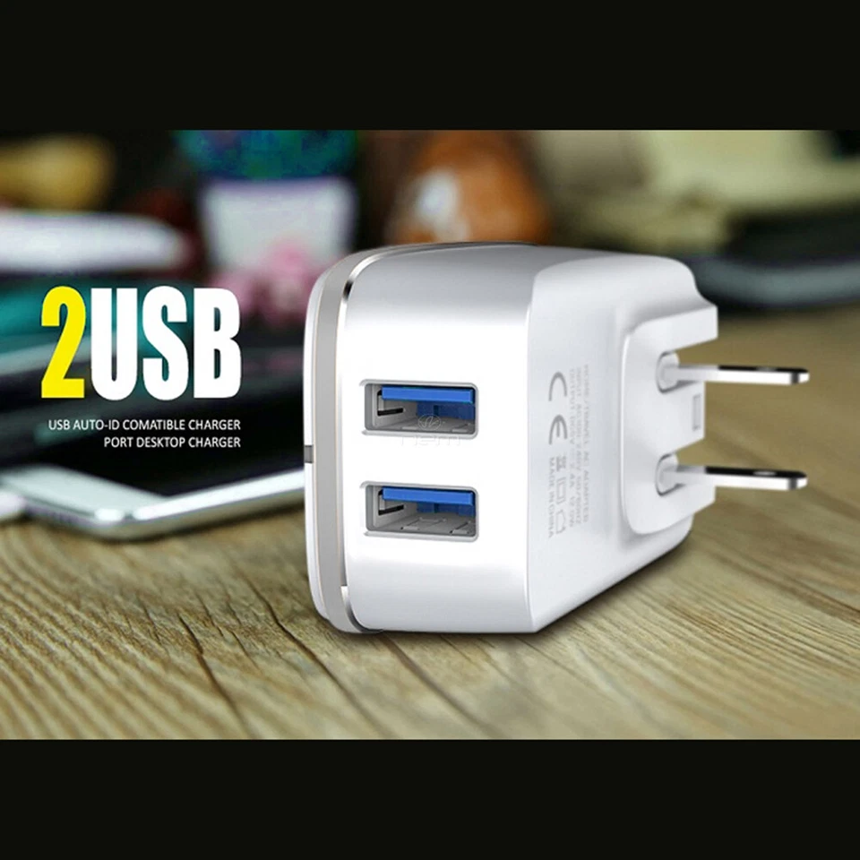 White Universal Dual Port Travel AC Charger Wall Adapter With Type-C Cable For - Image 3 of 4