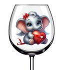 12x Valentine's Day Heart Elephant Vinyl Sticker Decal Tumbler Wine Glass Bottle