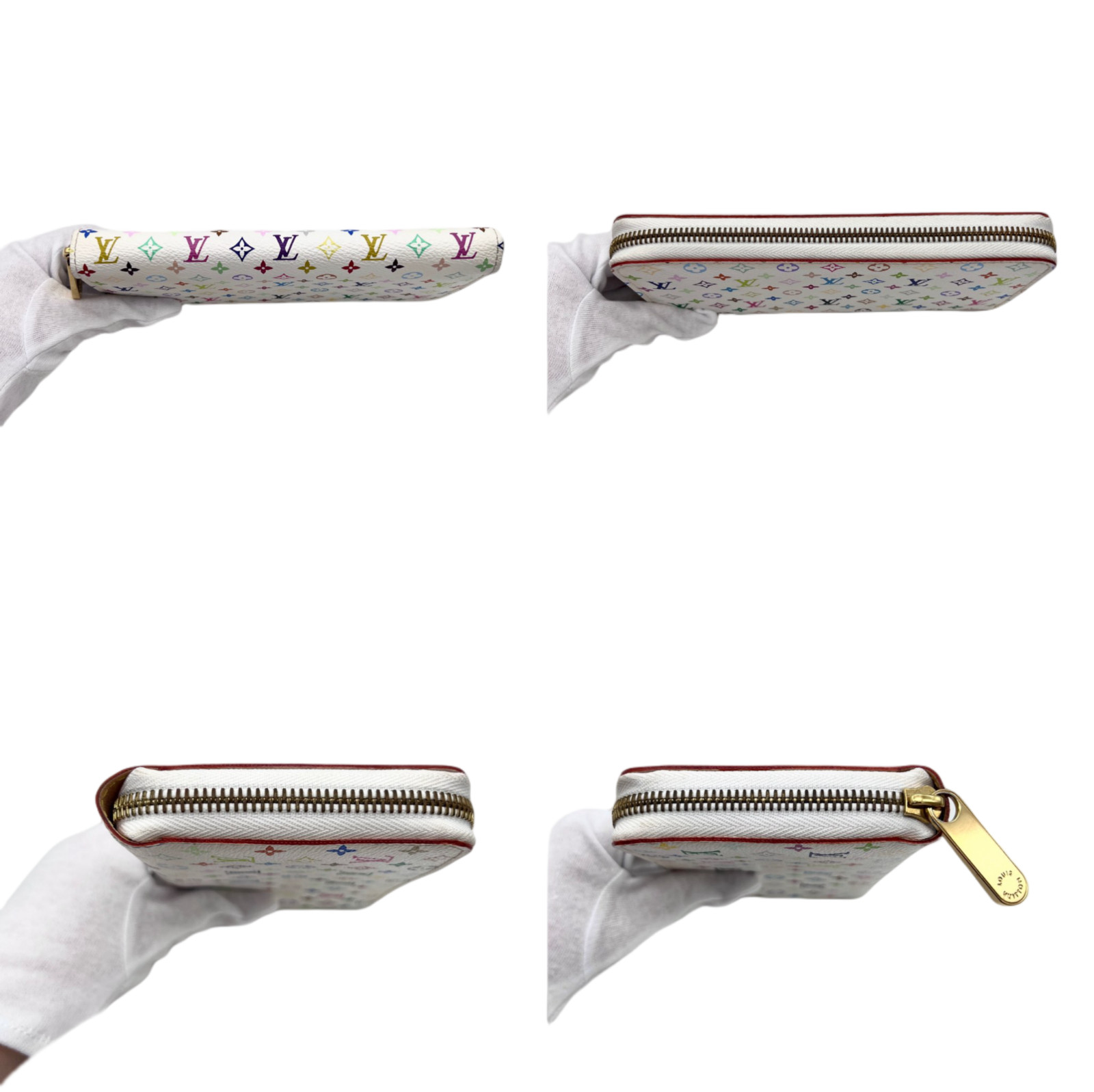 RARE☆☆☆Auth LOUIS VUITTON Monogram Multicolor/White Zipper Wallet/M60049 image 6