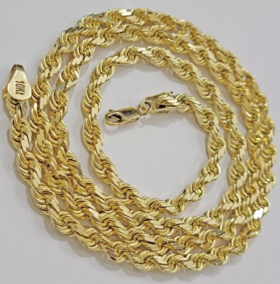 6mm Rope Chain Necklace 10k Yellow Gold Solid 22 Dimond Cut GURANTEED REAL  GOLD