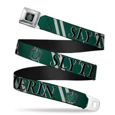 NWT Slytherin Crest Full Color Seatbelt Buckle Belt sz Reg 24-38 Inches