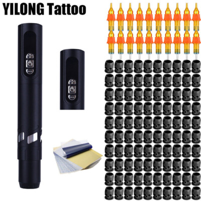 Slim Strong Motor Tattoo Machine Wireless Make Up Pen with 2 Batteries Kit