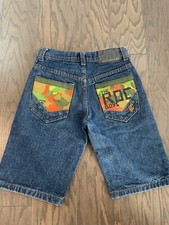 Boys Blue Denim Rocawear Graphic Print Original Fit Shorts Size:10 Waist: 27