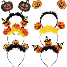 Yexiya 6 Pcs Halloween Pumpkin Headband Pumpkin Headwear Hat Dress up Headban...