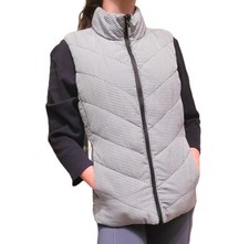 Nwt Trbial Women's Black And White Plaid Zip Up Puffer Vest