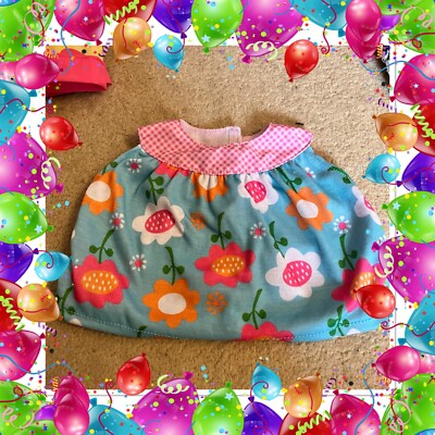 Schönes Vintage Kohl Patch Kinder Mädchen Jakks Puppenkleid blau Blumen Blumen