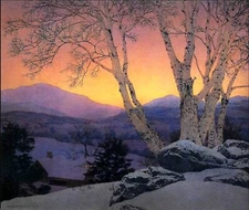 Maxfield Parrish : Birches in Winter : Archival Quality Art Print