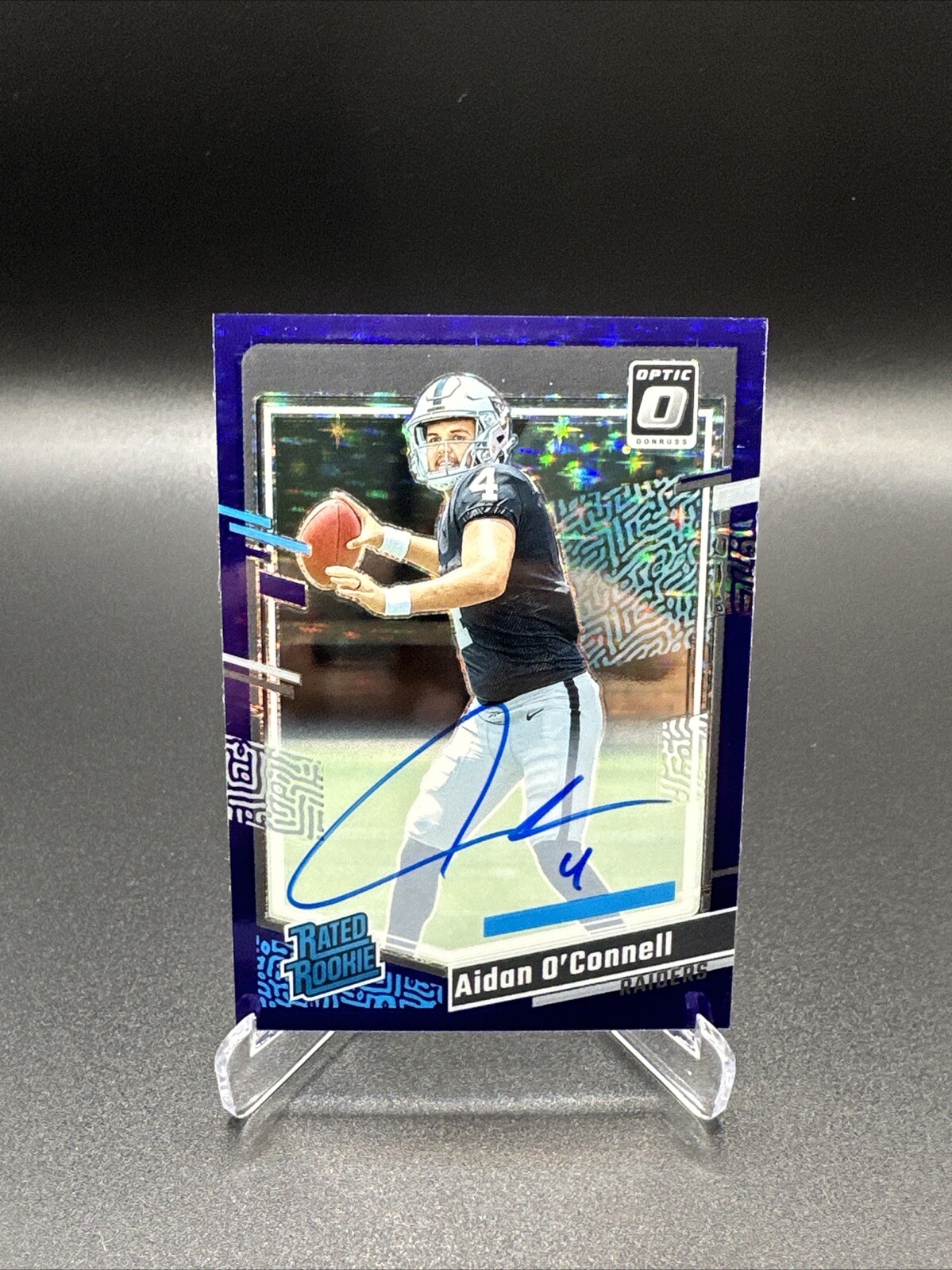 2023 Panini Donruss Optic - Rated Rookie Purple Prizm #258 Aidan O'Connell 21/50