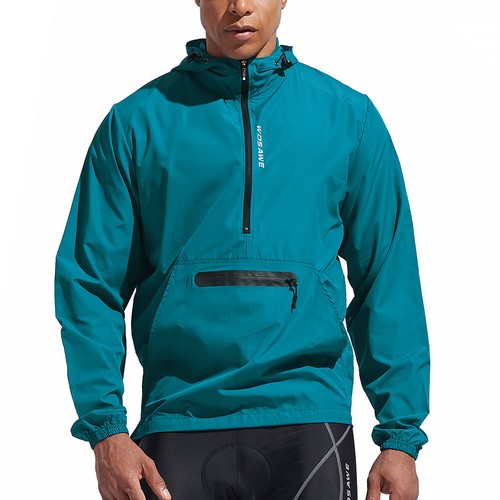 WOSAWE Men Windproof Cycling Riding Hooded Jackets Half Zip Sports Windbreakers - Picture 3 of 16