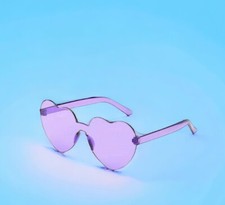 Trendy Rimless Sunglasses Frameless Heart Purple Clear Fashion Glasses Retro New