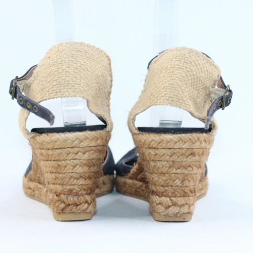 Gaimo Espadrilles Womens 9M Black Canvas Wedge Heel Ankle Strap Open Toe Sandals - Picture 7 of 10