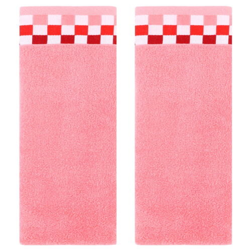 Cotton Striped Absorbent Soft Hands Face Towel Pink 2-Piece