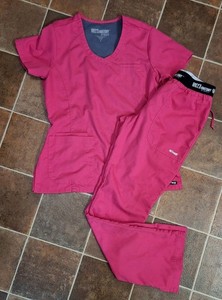 Grey's Anatomy by Barco Pink Scrubs Nursing Set of 2 Top Pants Small