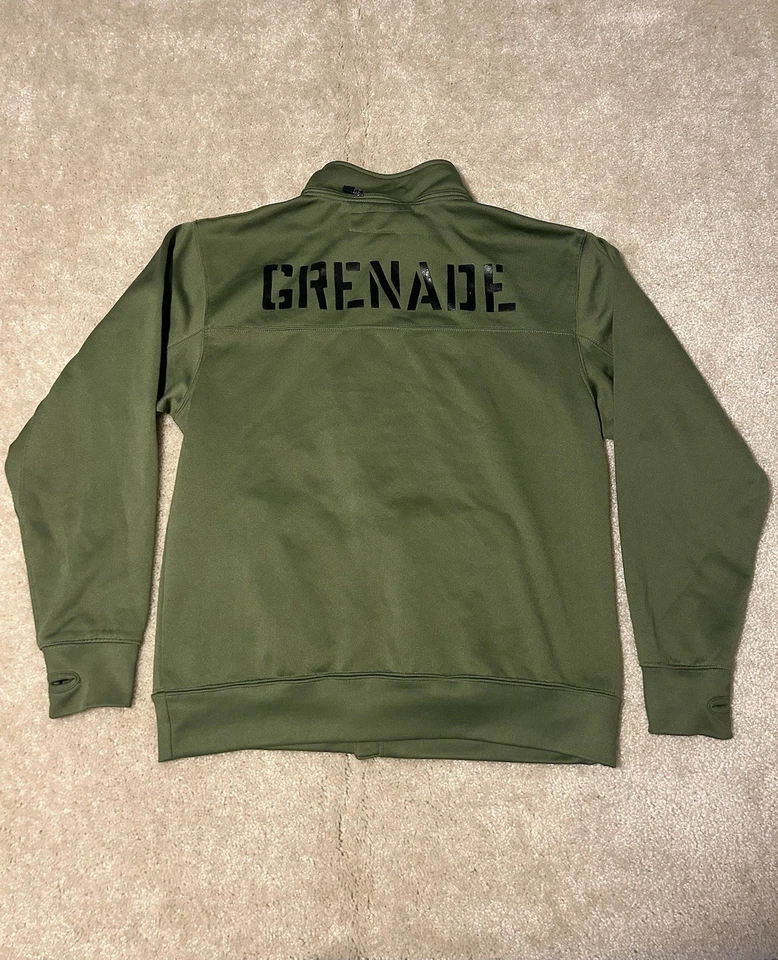 Sudadera Grenade Cremallera Completa Para Hombre Grande Verde Estampado Gráfico Ejército Guerra Foto 2 de 4