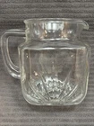 Vintage Small MCM 1950’s Federal Clear Glass Juice Square Pitcher Star Sunburst