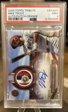 2025 Topps Tribute - Autograph Patches Mike Trout Orange #APA-MT /25 PSA MINT