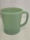 Fire King Oven Ware USA Green Jadeite D Handle Milk Glass Coffee Mug Vintage