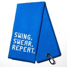 DYJYBMY Swing Swear Repeat Golf Towel with 15.7 inches x 23.6 inches, Blue01