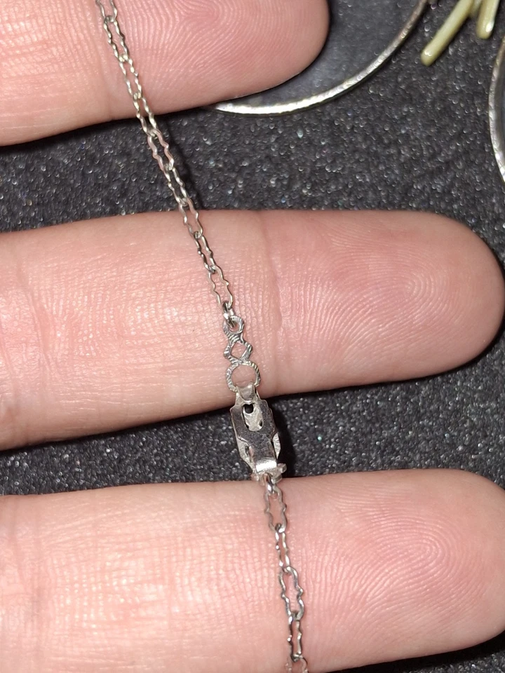 Antique 1920s Pince-Nez Eyewear Glasses 12K White Gold Fill Frames & Chain - Image 2 of 4