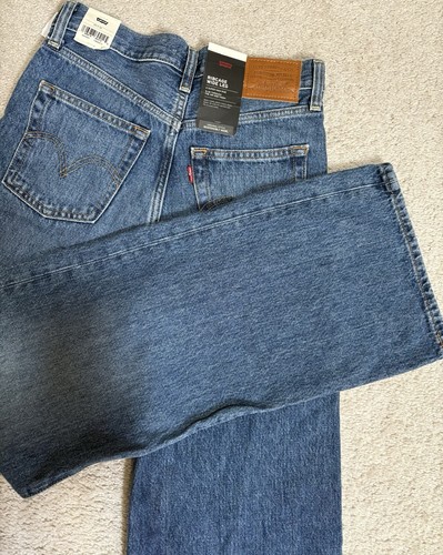 Levi's Premium Jeans Womens Size 25x32 Ribcage Wide Leg Blue High Rise Denim