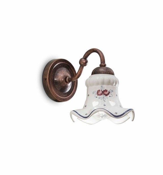 Wandlampe Metall Keramik H: 17 Cm E14 Landhaus Wandleuchte KüChe Flur Alessio-image