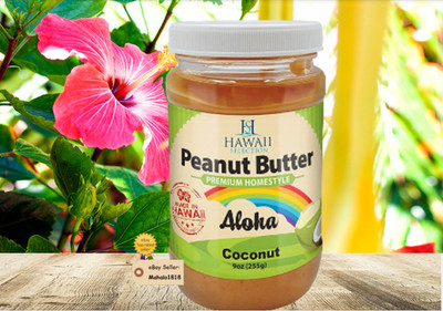 Hawaii Selection Creamy Coconut Flavored Peanut Butter 9 oz. Jar Made in Hawaii