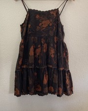 Urban Outfitters Mini Dress Womens S Brown Floral Babydoll Fall Country Western