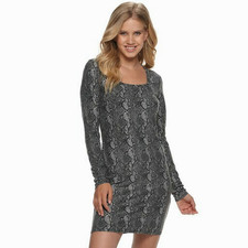 NEW Mudd L Dress Gray Snake Print Bodycon Punk Urban Goth Indie Grunge Rocker