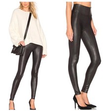 Spanx Leggings Womens Small Black Faux Leather High Rise Slim Control Pull On