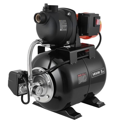 VEVOR 1.1 HP Shallow Well Pump with Pressure Tank 1320 GPH Plastic Jet Pump