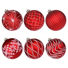 6 Pcs 6" Large Christmas Balls Ornaments, Outdoor Xmas Tree Hanging Decoratio...
