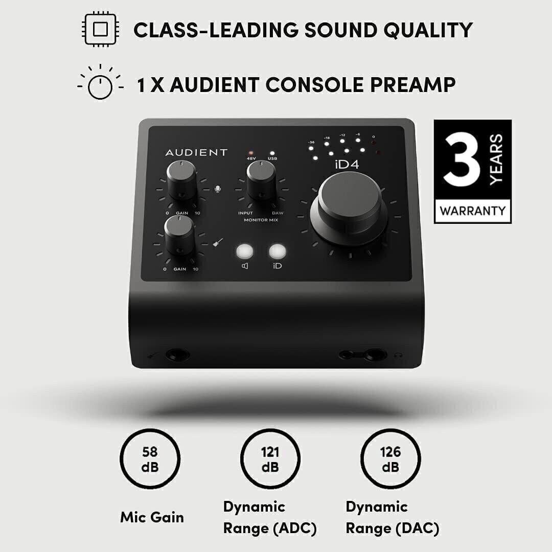 DTM・DAW AUDIENT iD4mk2 Amazon.com: Audient iD4 MkII 2-In 2-Out Audio Interface Bundle