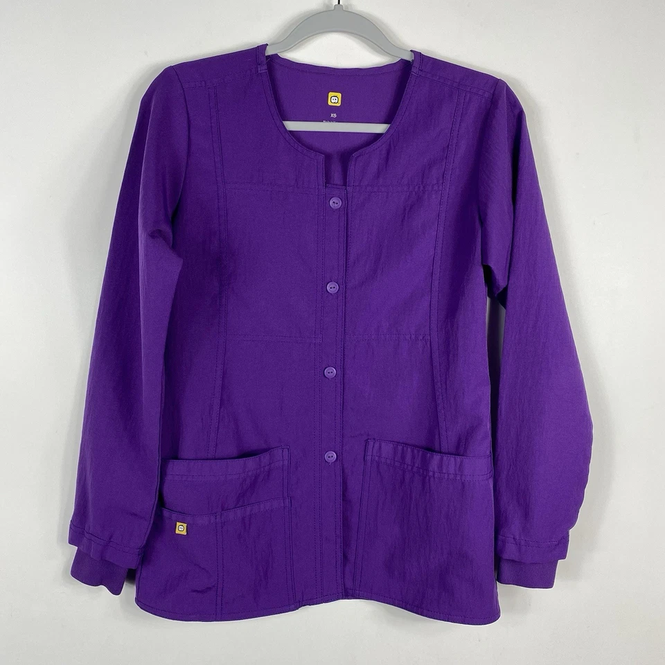 Chaqueta Médica Wonderwink Talla XS Cuatro Elastizada Deportiva Botón Frontal Púrpura 8114A Foto 2 de 4
