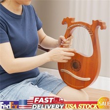 Vintage 16 Strings Lyre Harp Set Mahogany Body String Instrument for Beginners