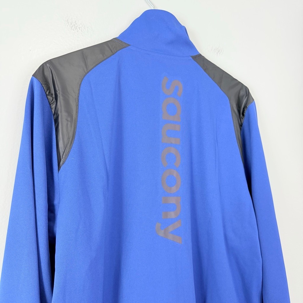 Saucony Performance Jacket Men's Size Medium Blue Black Full Zip Activewear thumbnail 5