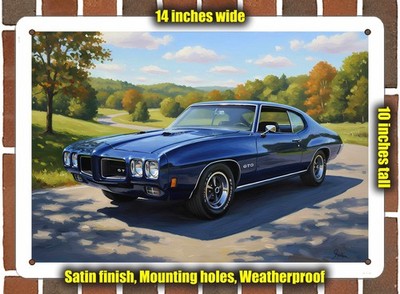 Metal Sign - 1970 Pontiac GTO 4 Oil Painting - 14x10