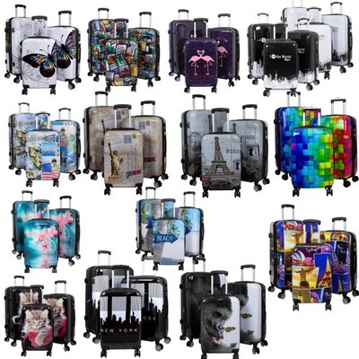 Hartschale Koffer Trolley Set mit tollen Motiven und Dehnfalte 3tlg. Gr.M,L,XL