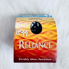 Vintage New Old Stock L'eggs Reliance Jet Black Control Top Pantyhose Size Q