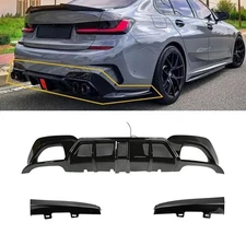 Rear Bumper Lip Diffuser Spoiler with Brake LED Light Fit for BMW 3 Series